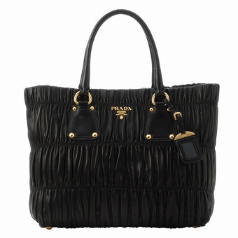 PRADA プラダ バッグ コピー NAPPA GAUFRE トートバッグ BR4247QRD002 メタルロゴ付き ギャザー【2013年春夏新作】